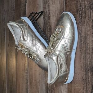 Michael Kors Addie Lace Up Sneakers Size 9.0 In Metallic Gold